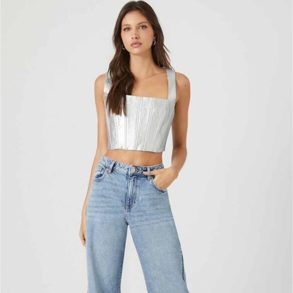 Forever 21 Silver Corset Top